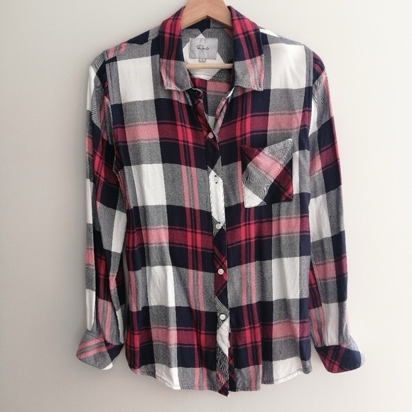 Rails Hunter Plaid Button Up in White, Indigo, Blush Small - Picture 2 of 14
